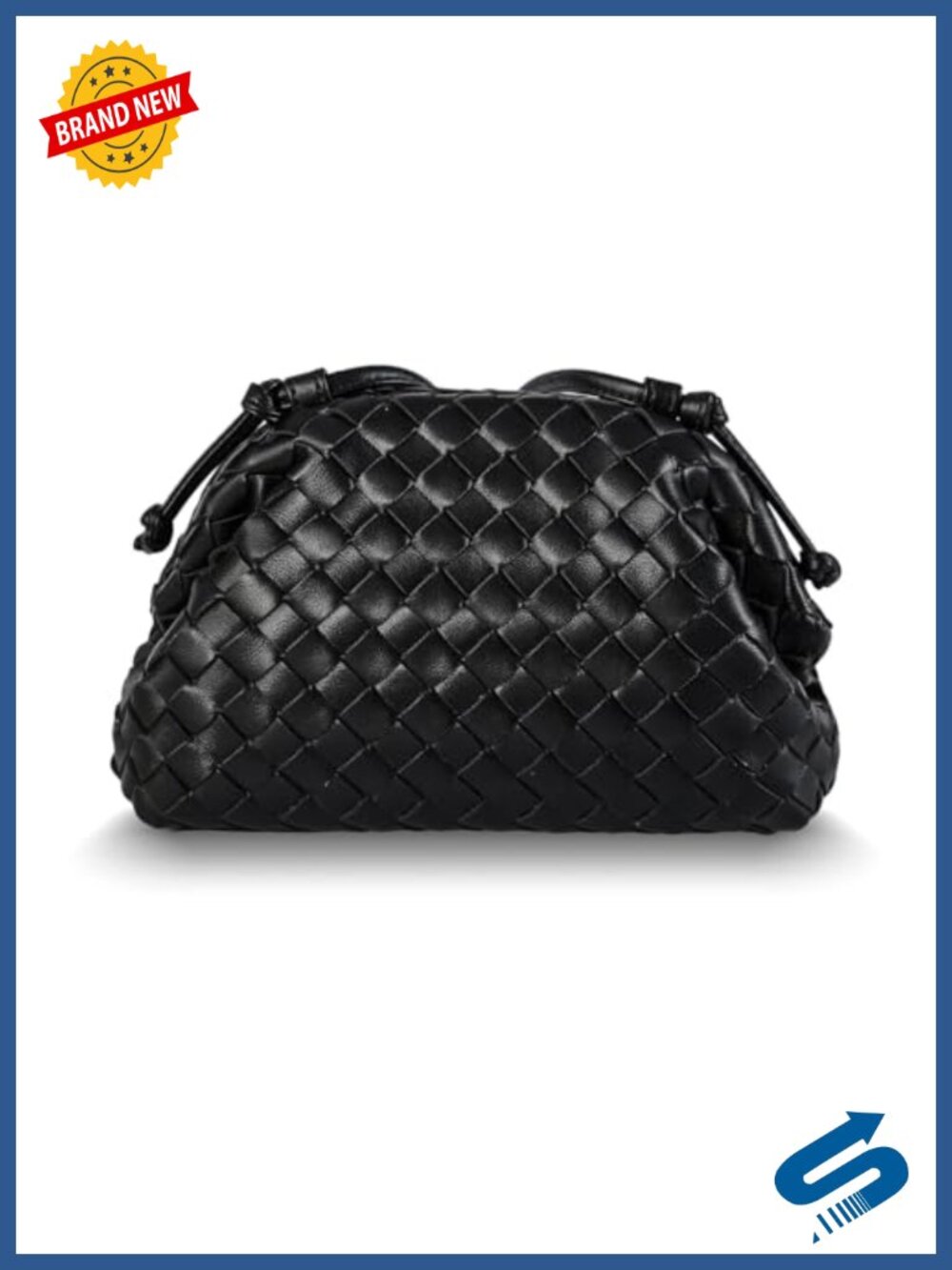 Vegan Leather Woven Pleated Evening Clutch Handbag Dumpling Bag